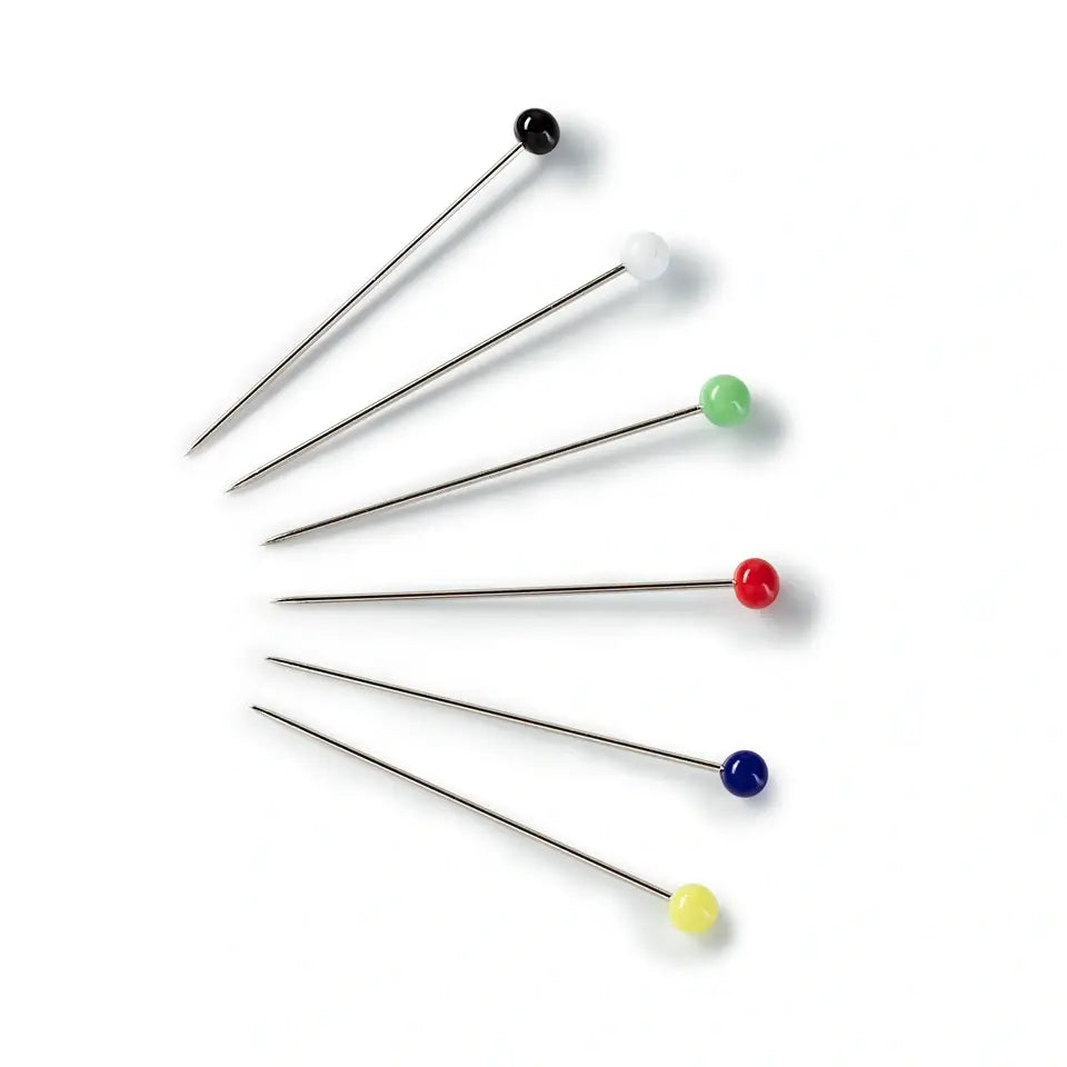 Glass-headed pins, 0.60 x 30mm, multi-colour, 10g