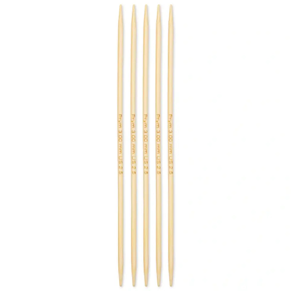 Double-pointed knitting needles, bamboo, 15 cm, Prym 1530