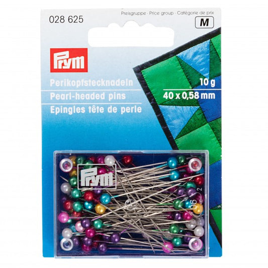 Glass-headed pins, 0.60 x 30mm, multi-colour, 20g, card with box