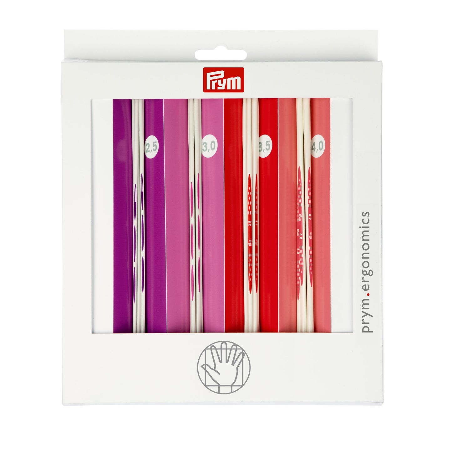 Double-pointed knitting needles set, prym.ergonomics 2.5-4.0mm, 20cm