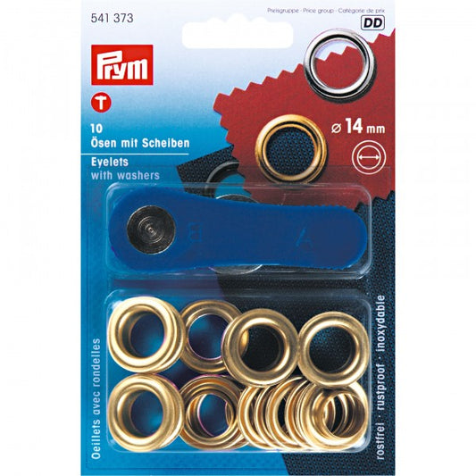 Prym Eyelet With Washer and Tool - 14mm gold