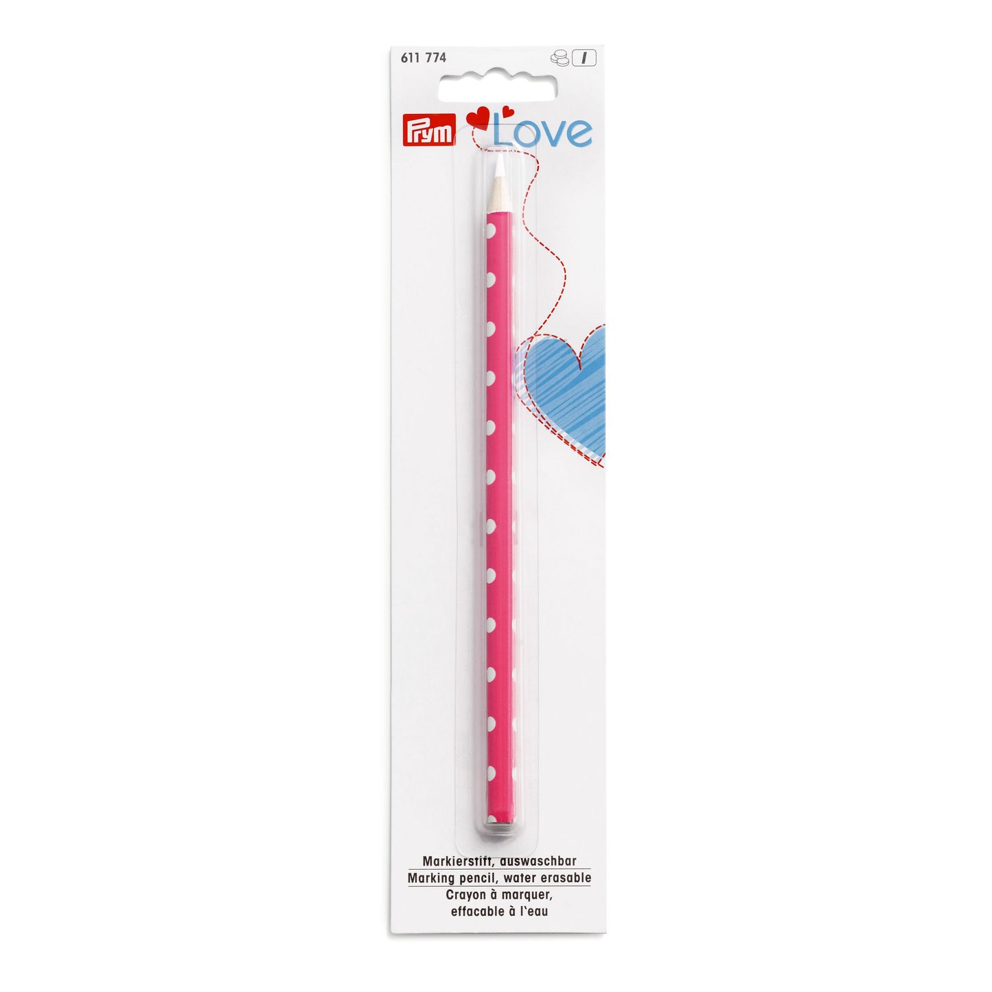 Marking pencil, PrymLove, water erasable, white