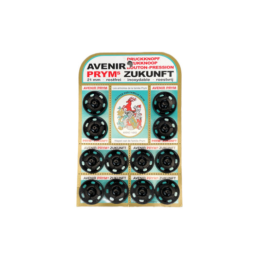 Prym Snap Fasteners (Black) - 21mm (12 pack)