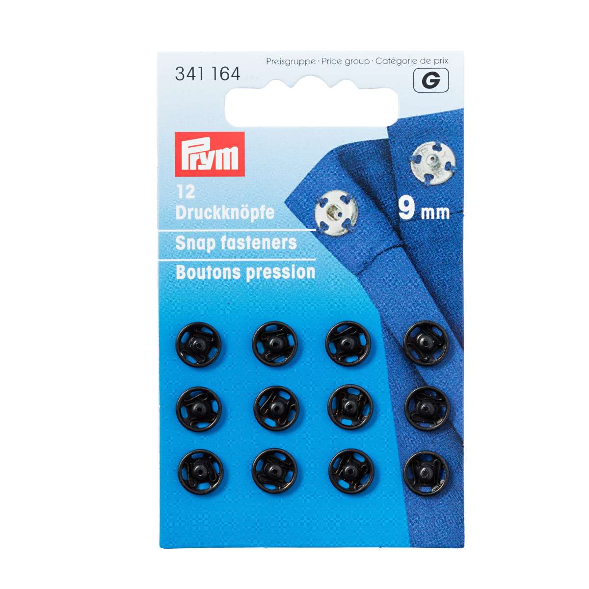 Prym Snap fasteners (Black) - 9mm (12 pack)