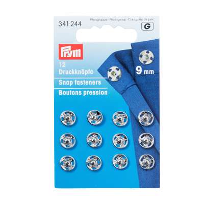 Prym Silver Snap fasteners - 9mm Pack of 12