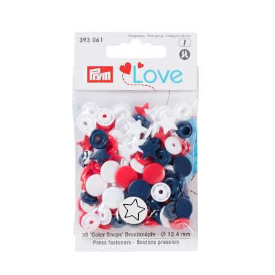 Prym Love ColorSnaps fasteners blue/pink/orange