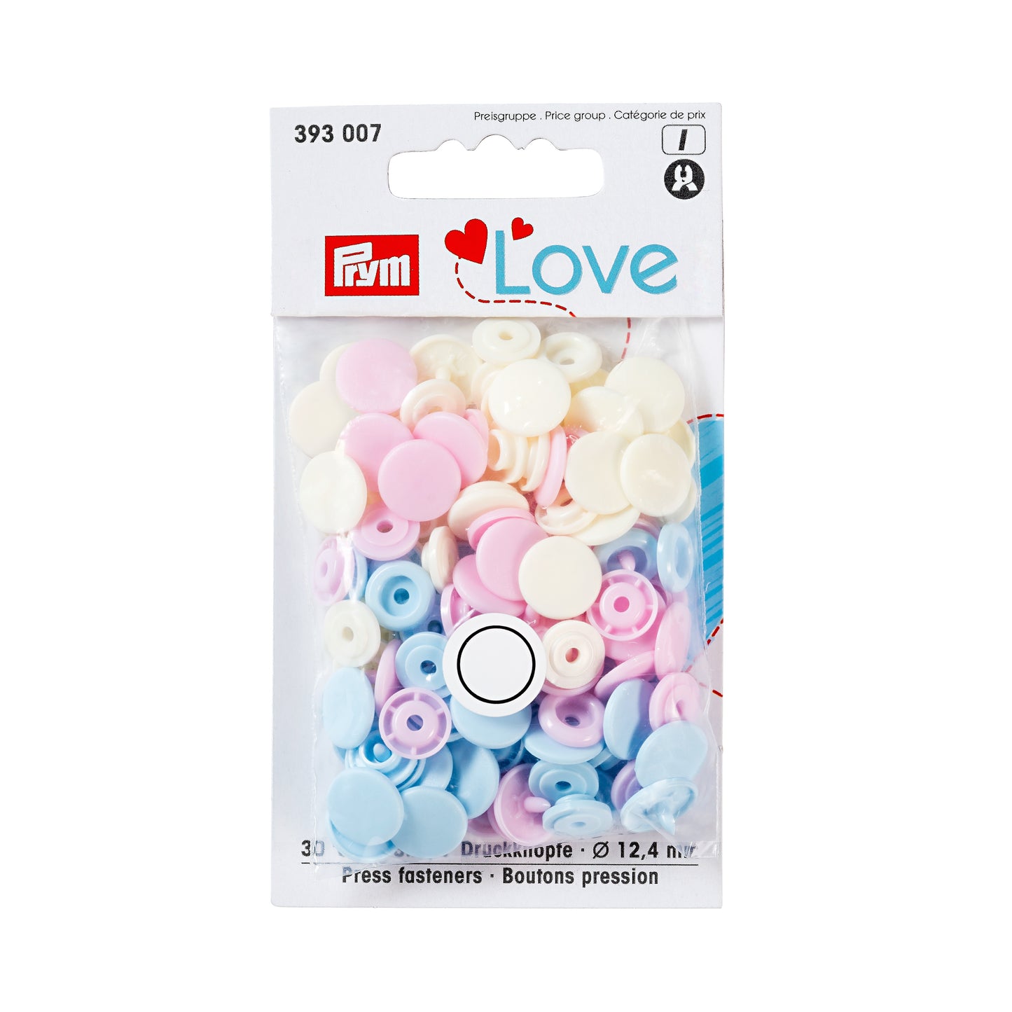 Prym Love ColorSnaps fasteners pink/blu/white