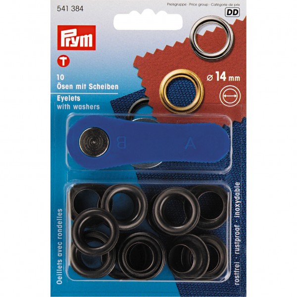 Prym Eyelet With Washer and Tool - 14mm black