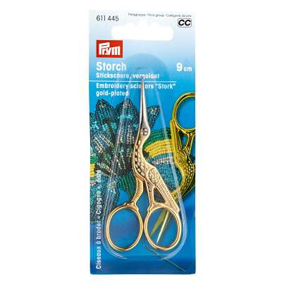 Prym Stork Embroidery scissors - 9cm gold plated