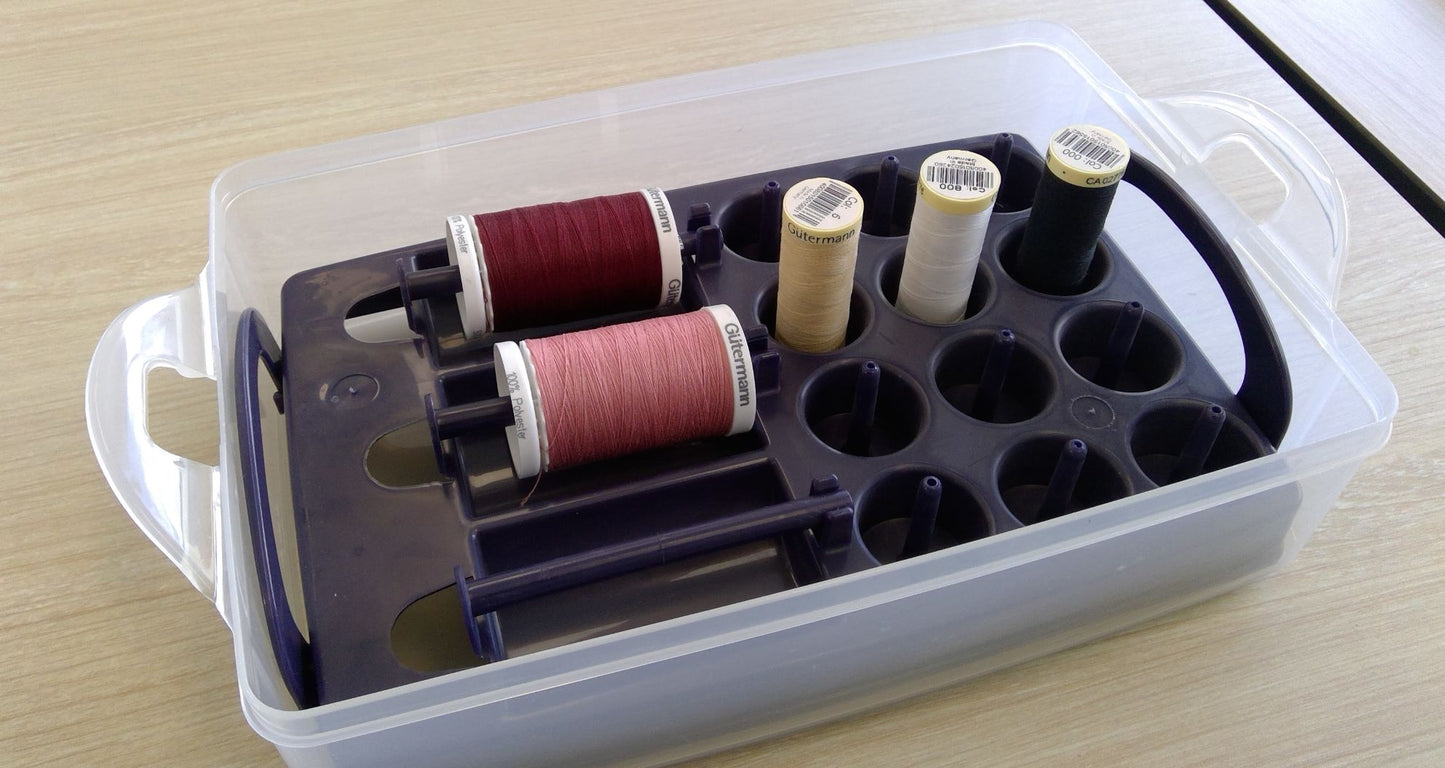 Multi Click Storage box with sorting insert for sewing threads