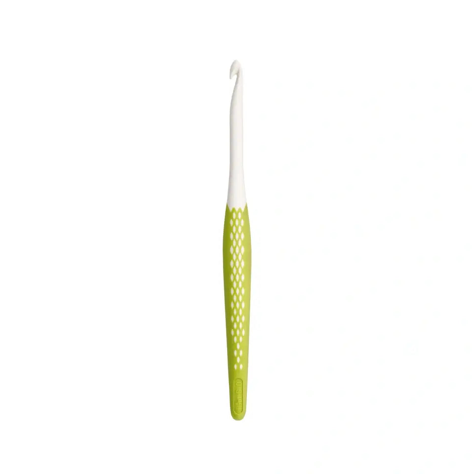 Wool crochet hooks, prym.ergonomics, 6 mm/17cm citrus green