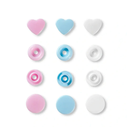 Motif Colour Snaps, Heart, Pink Green Light Blue