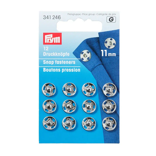 Sew on Snap fasteners 11mm, silver