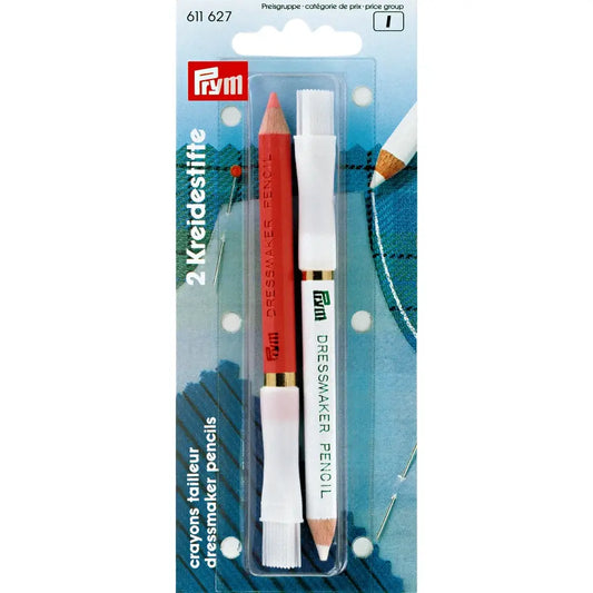 Chalk pencils and brush, white/rose