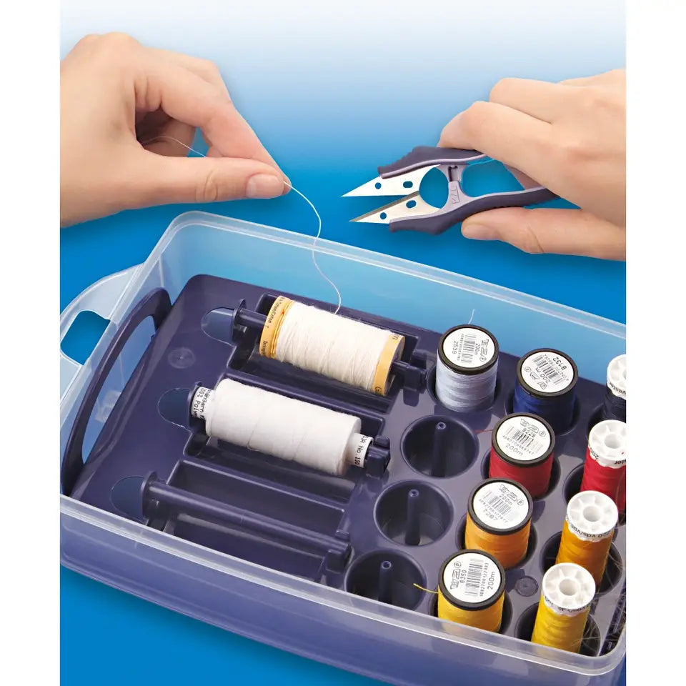 Multi Click Storage box with sorting insert for sewing threads