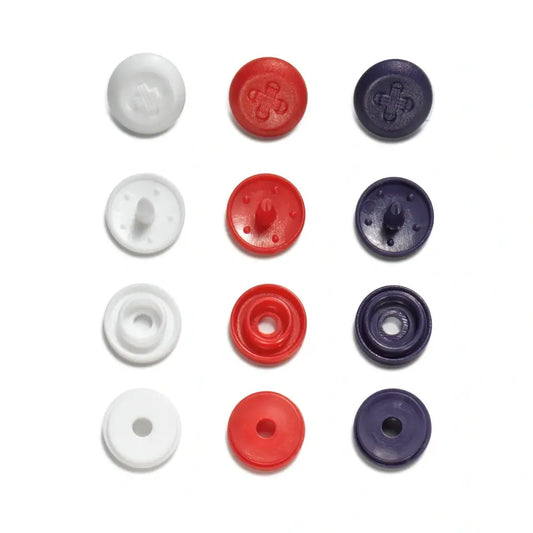 Press fasteners 'Color Snaps Mini', sew-on look - red/white/navy